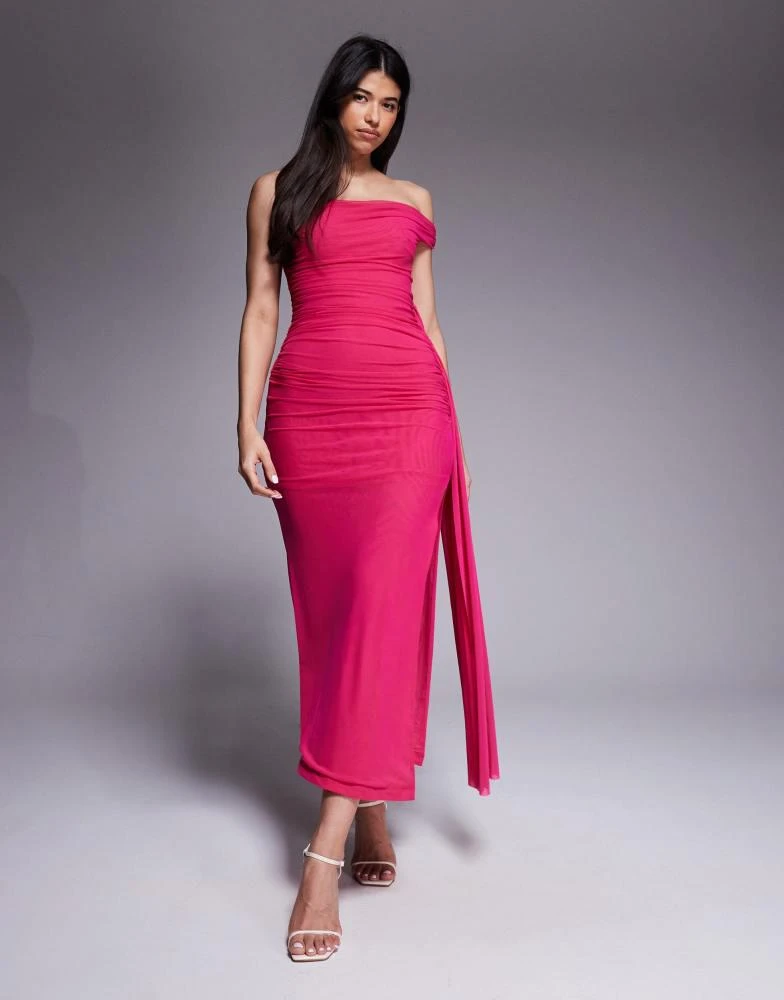 open lace back dress Pink Satin Long A-Line Prom Dress, Cute Short Sleeve Evening Dress US 8 / Pink