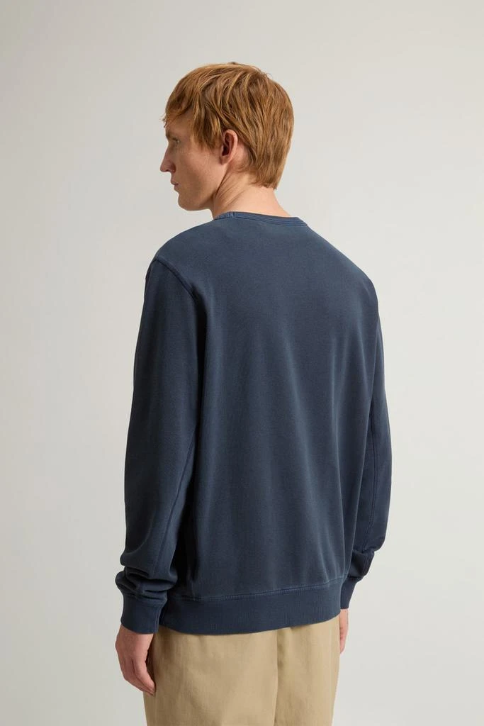 Woolrich Garment-Dyed Crewneck Sweatshirt in Light Pure Cotton - Men - Blue 3