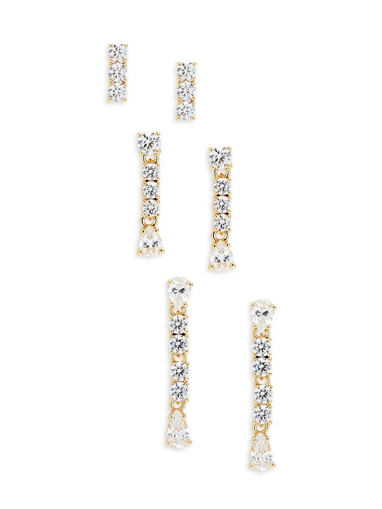 Adriana Orsini 3-Set 18K Goldplated 
Cubic Zirconia Linear Earrings