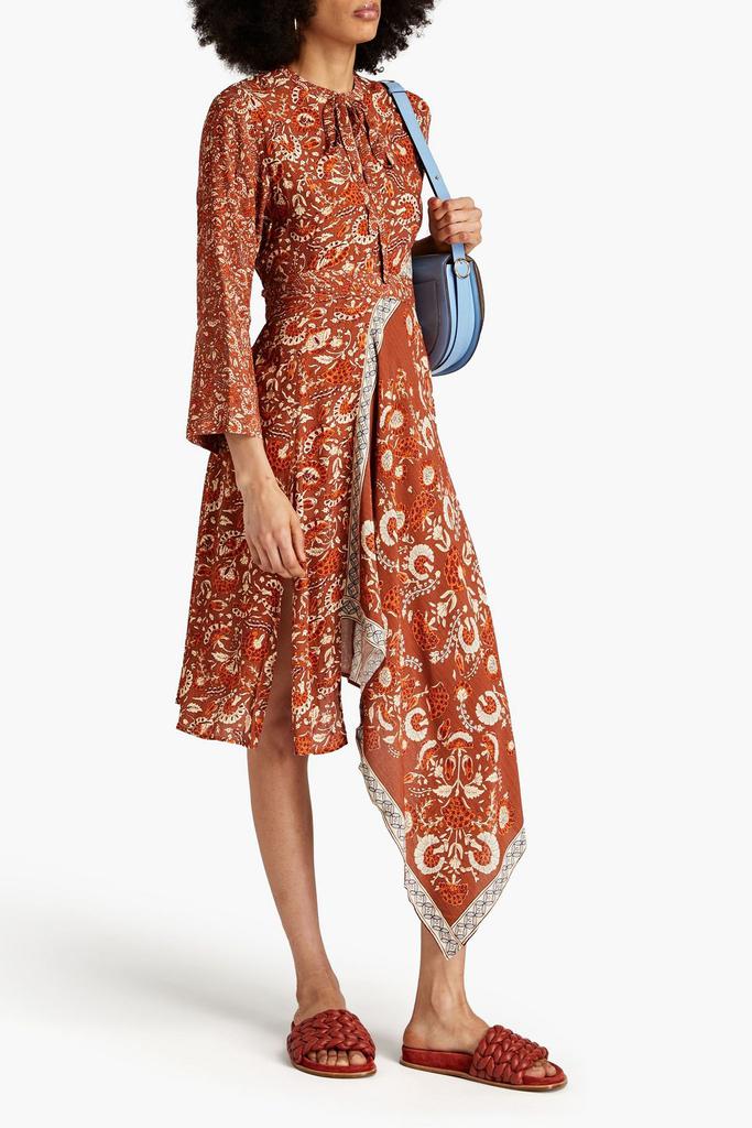 ANTIK BATIK Dansy cutout floral-print crepe de chine midi dress