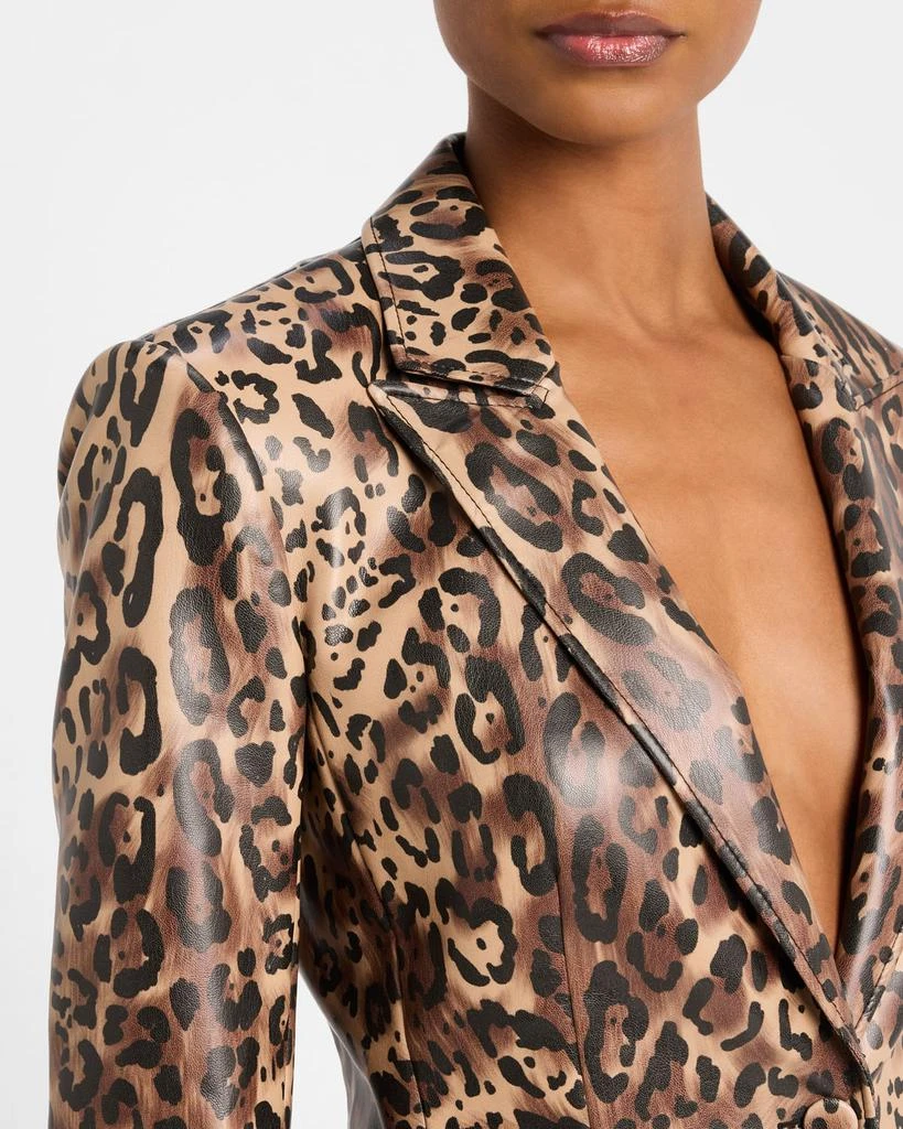 Cinq a Sept Leopard Faux Leather Blazer 5