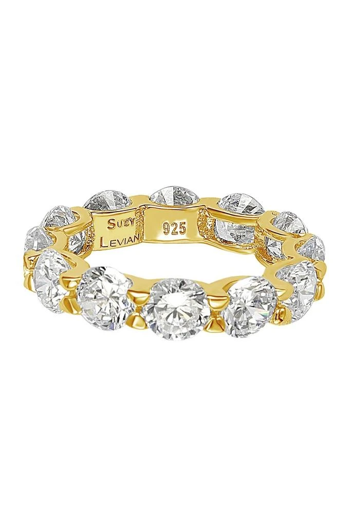 Suzy Levian CZ Round Cut Golden Silver Eternity Band Ring 2