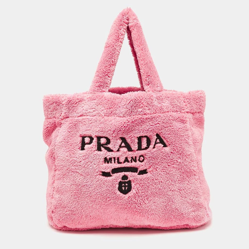 Prada Prada Pink Terry Cloth Logo Tote 1