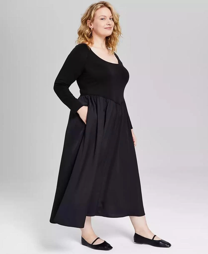 And Now This Trendy Plus Size Mixed-Media Midi Dress, Created for Macy's 3