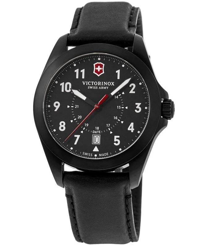 Victorinox Swiss Army Heritage Quartz Black Dial Leather Strap Men's Watch 241970 WatchMaxx
