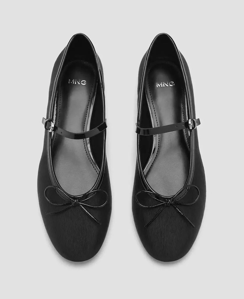 Mango Women's Strip And Bow Detail Ballerina Shoes 2