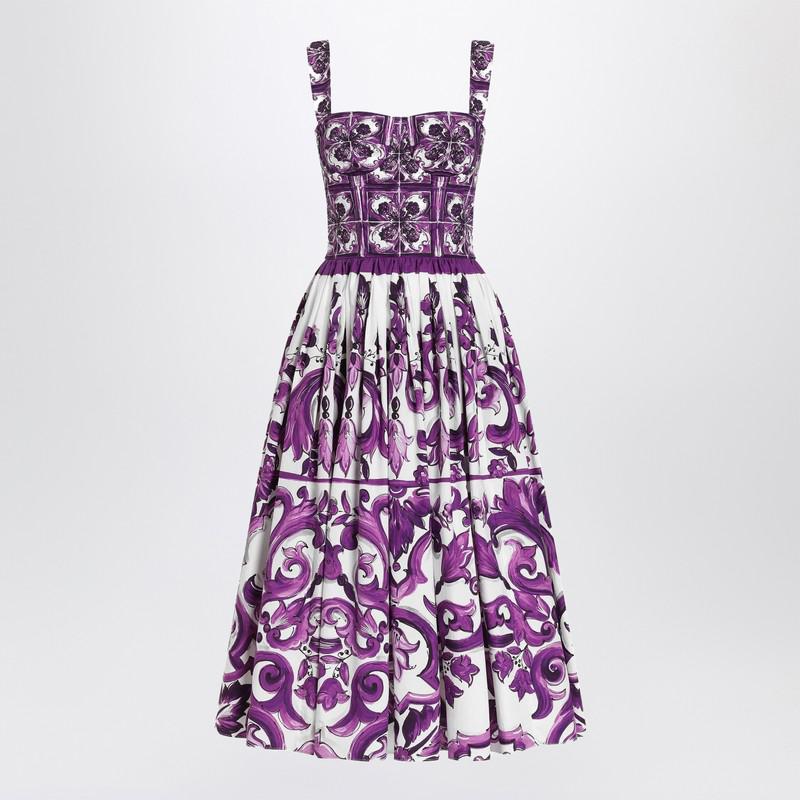 ワンピース DOLCE & GABBANA Silk midi pencil dress with Maiolica print Silk midi pencil dress with Maiolica print DOLCE & GABBANA