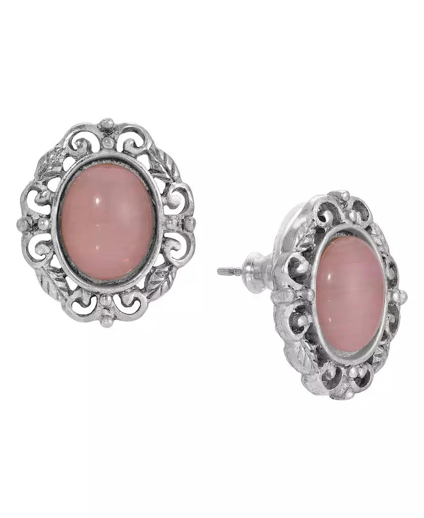 2028 Glass Filigree Post Back Stud Earrings 1