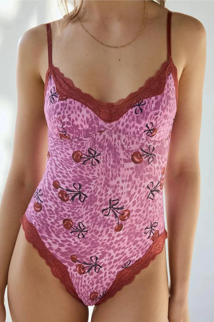 Out From Under Out From Under Felicia Lace Trim Mesh V-Neck Bodysuit 2