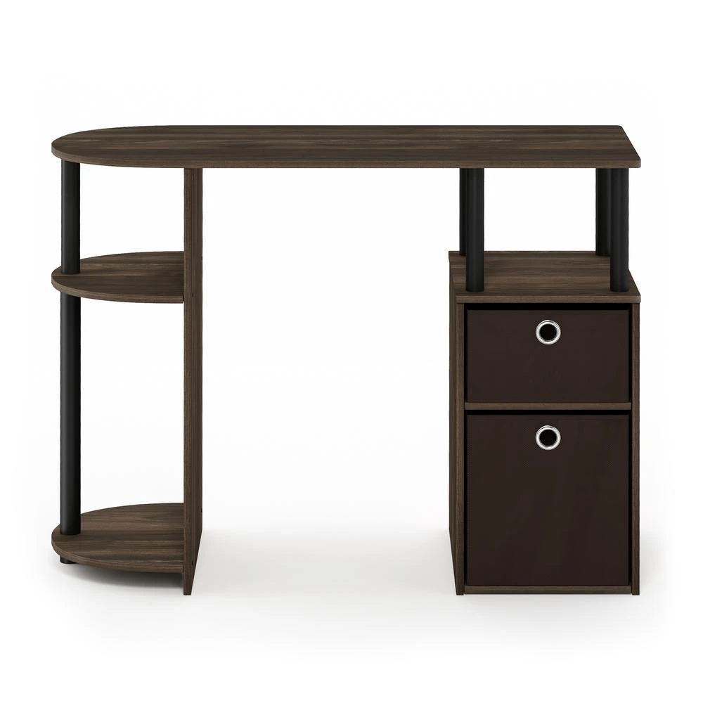 Furinno 15111 JAYA Simplistic Computer Study Desk with Bin Drawers, Columbia Walnut/Black/Dark Brown 2