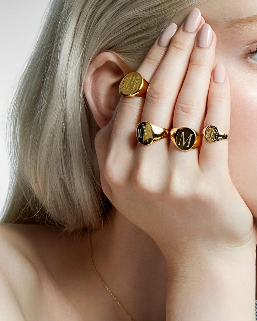 Sarah Chloe 14K Gold Lana Monogrammed Oval Signet Ring, Petite 2