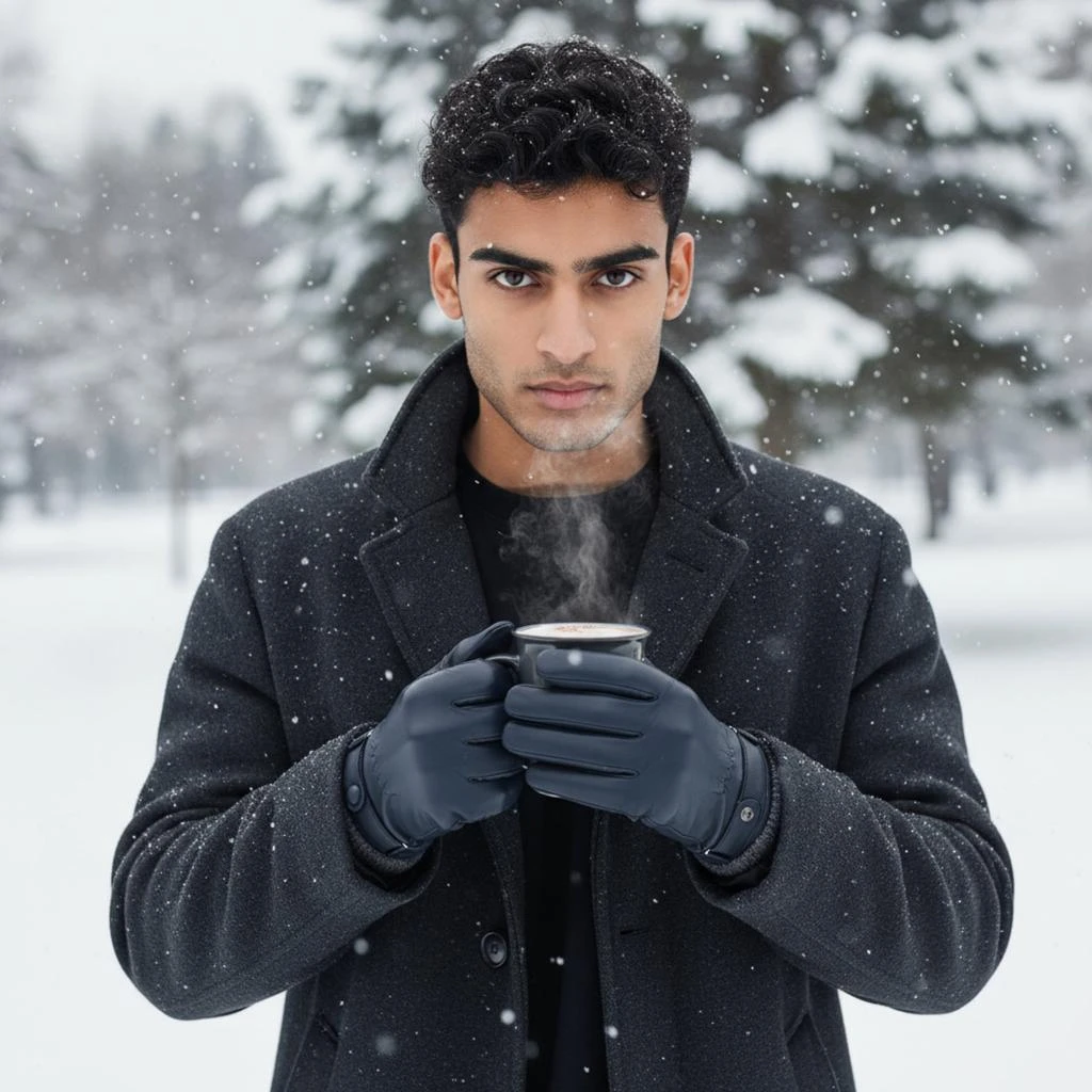 Infinity Leather Men’s Navy Blue Italian Leather Warm Wool Lining Winter Bike Riding Driving Casual Gloves 2