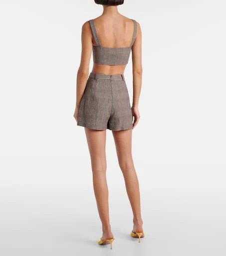 Self Portrait Checked cotton and linen bra top 3