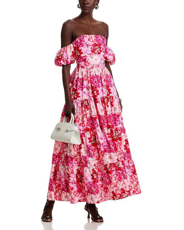 Aqua Off-the-Shoulder Maxi Dress - Exclusive - Pink/Orange - S