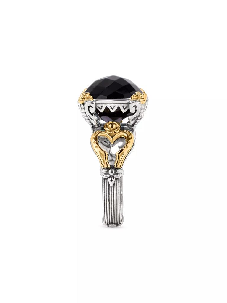 Konstantino Anthos Solis Sterling Silver, 18K Yellow Gold & Black Onyx Ring