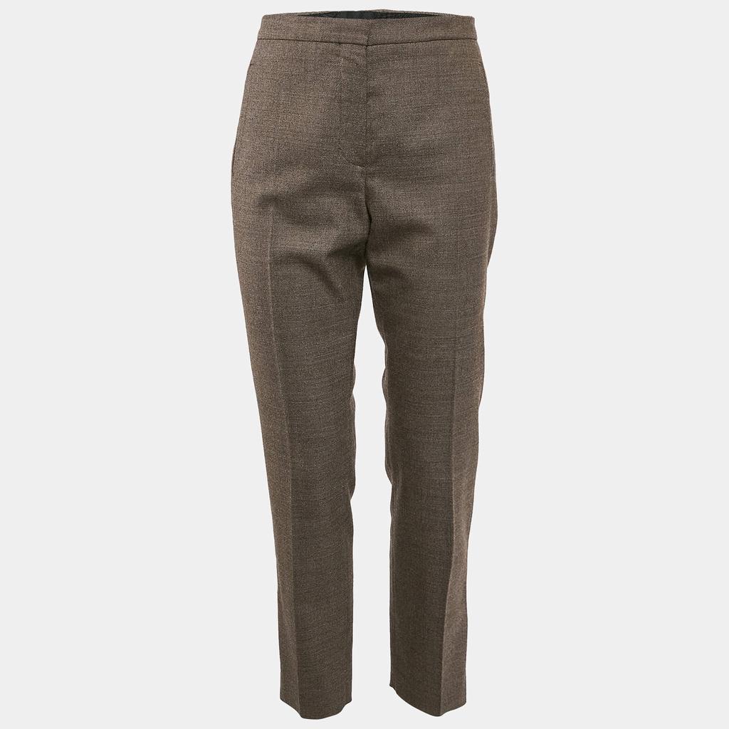 Hermes Hermes Brown Patterned Wool Trousers M
