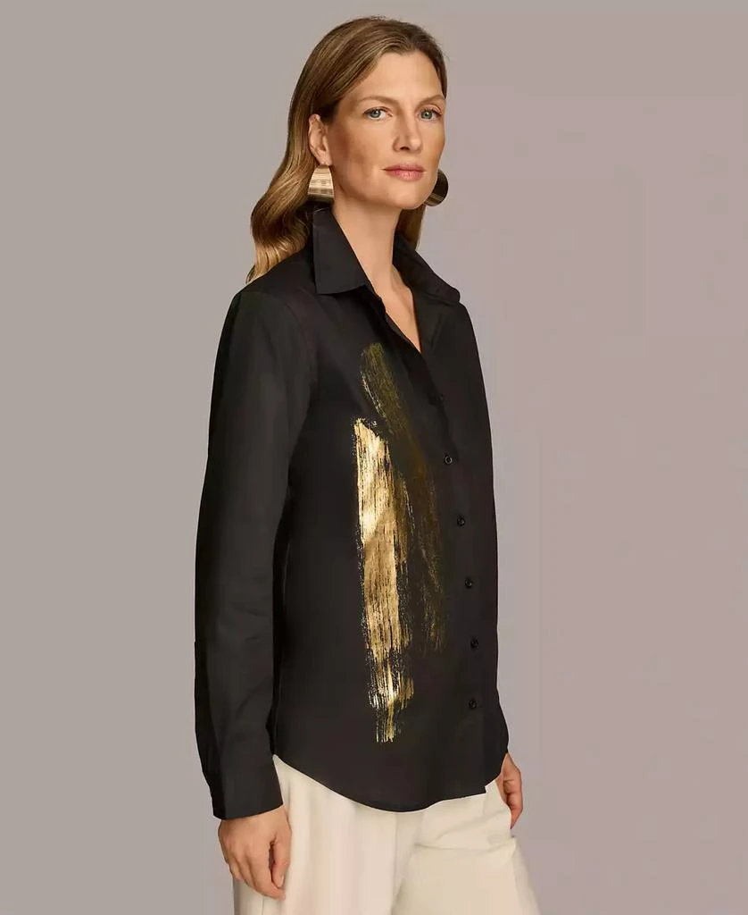 Donna Karan New York Women's Metallic Detail Button-Down Shirt 3