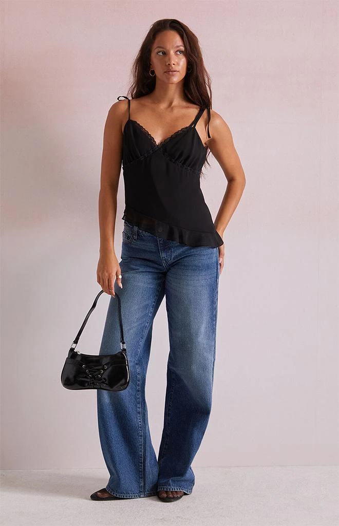 KENDALL & KYLIE Jessie Asymmetrical Lace Trim Tank Top 4