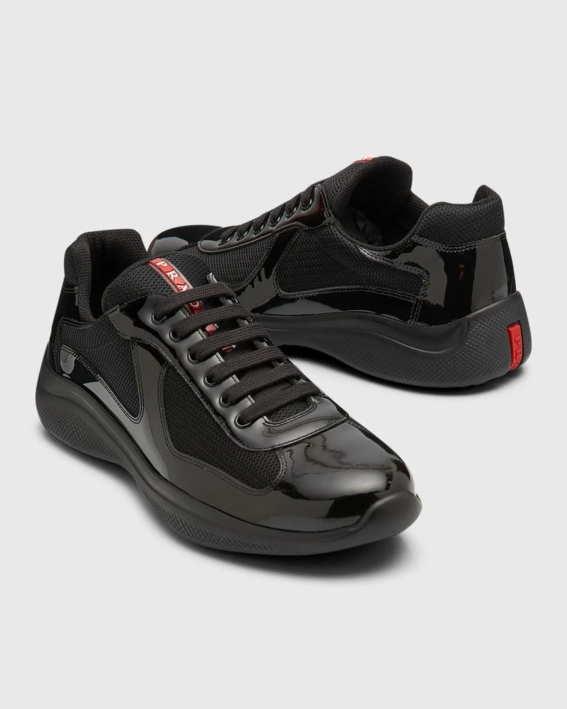 Prada Men's America's Cup Patent Leather Patchwork Sneakers 9