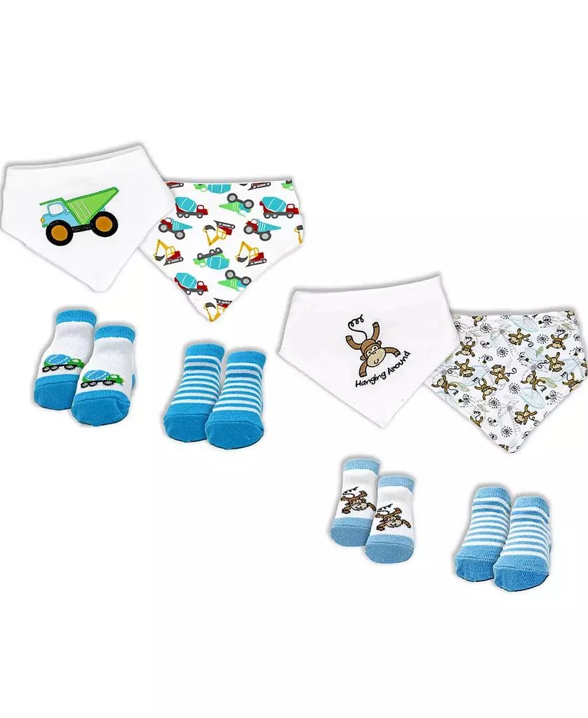Baby Mode Baby Boys Closure Bibs and Socks, 8 Piece Set