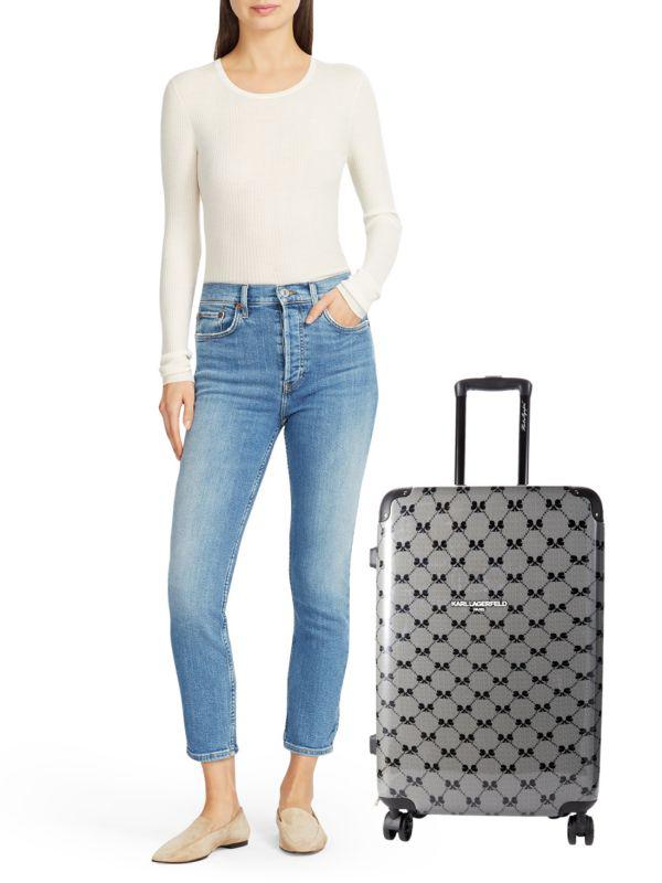 Karl Lagerfeld Paris 24 Inch Diamond Monogram Spinner Suitcase