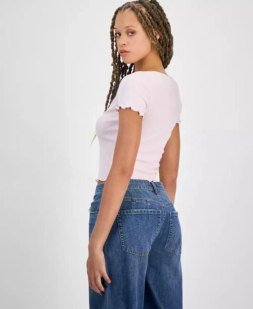 Hippie Rose Juniors
 Scoop-Neck Lace Layered Tee 4