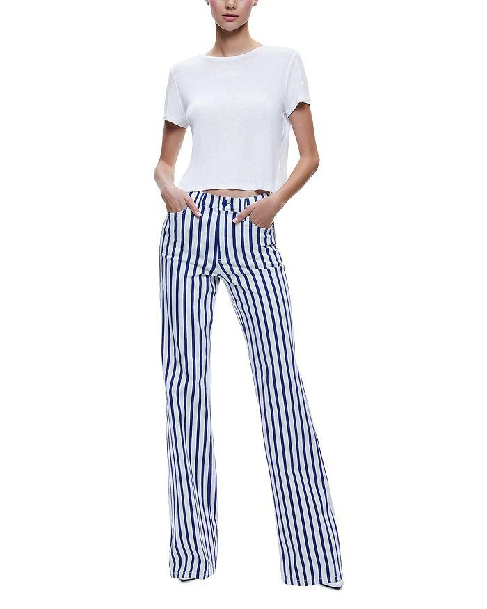 Alice + Olivia Keira Mid Rise 70's Bootcut Jeans in Admiral Stripe 2