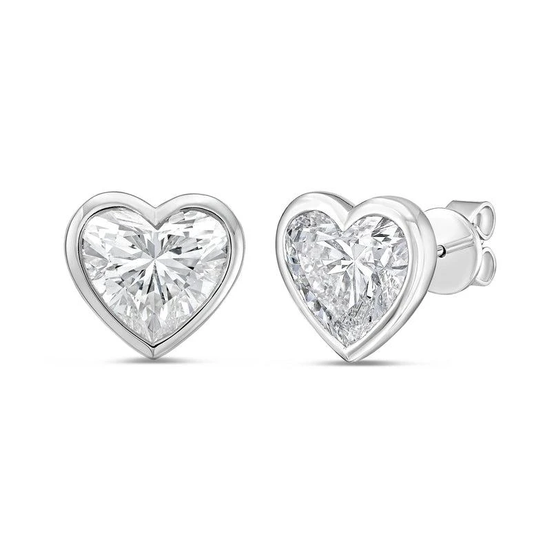 Diana M Jewels 14KT WHITE GOLD LAB GROWN heart shape STUDS IN A BEZEL SETTING WEIGHING 3.00 CTS TW 2