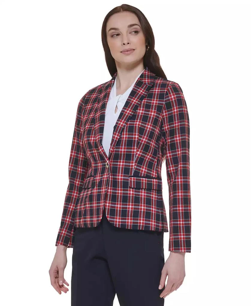 Tommy Hilfiger Women's Plaid-Print Elbow-Patch Blazer 3