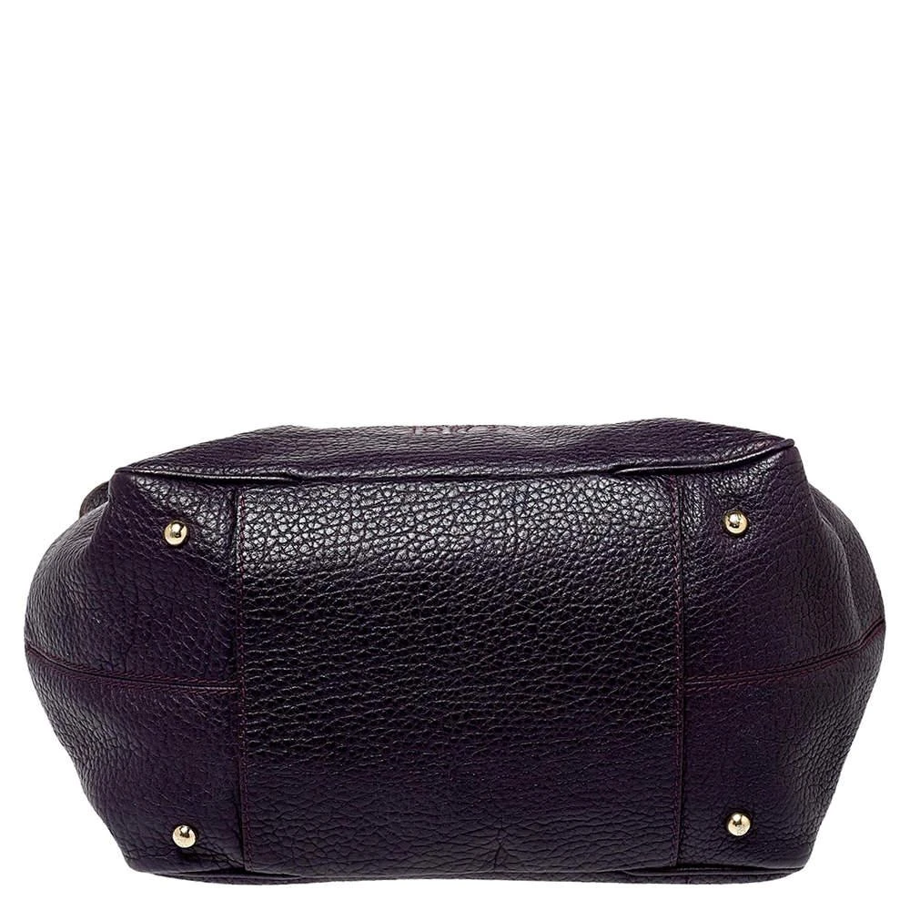 Carolina Herrera Carolina Herrera Dark Purple Grained Leather Boston Bag 6