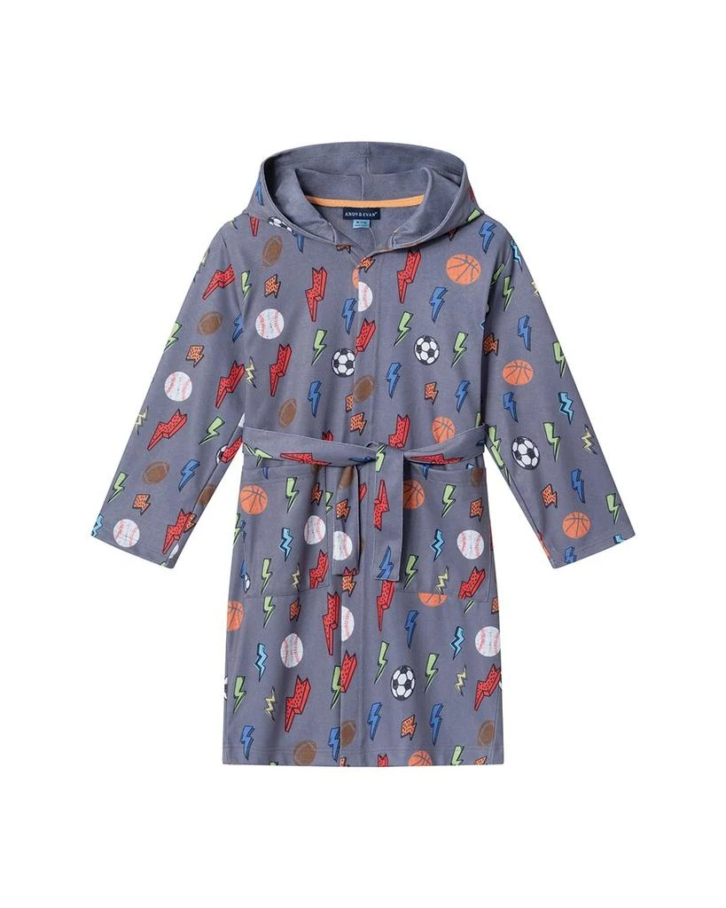 Andy & Evan Sports & Lightning Bolts Jersey Knit Robe 1