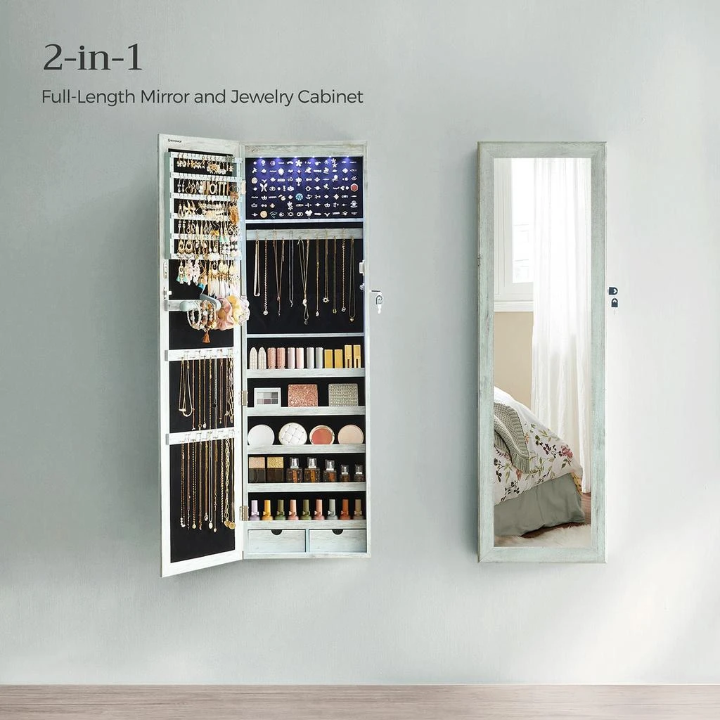 Hivvago 47.2-Inches Wall-Mounted Jewelry Cabinet 3