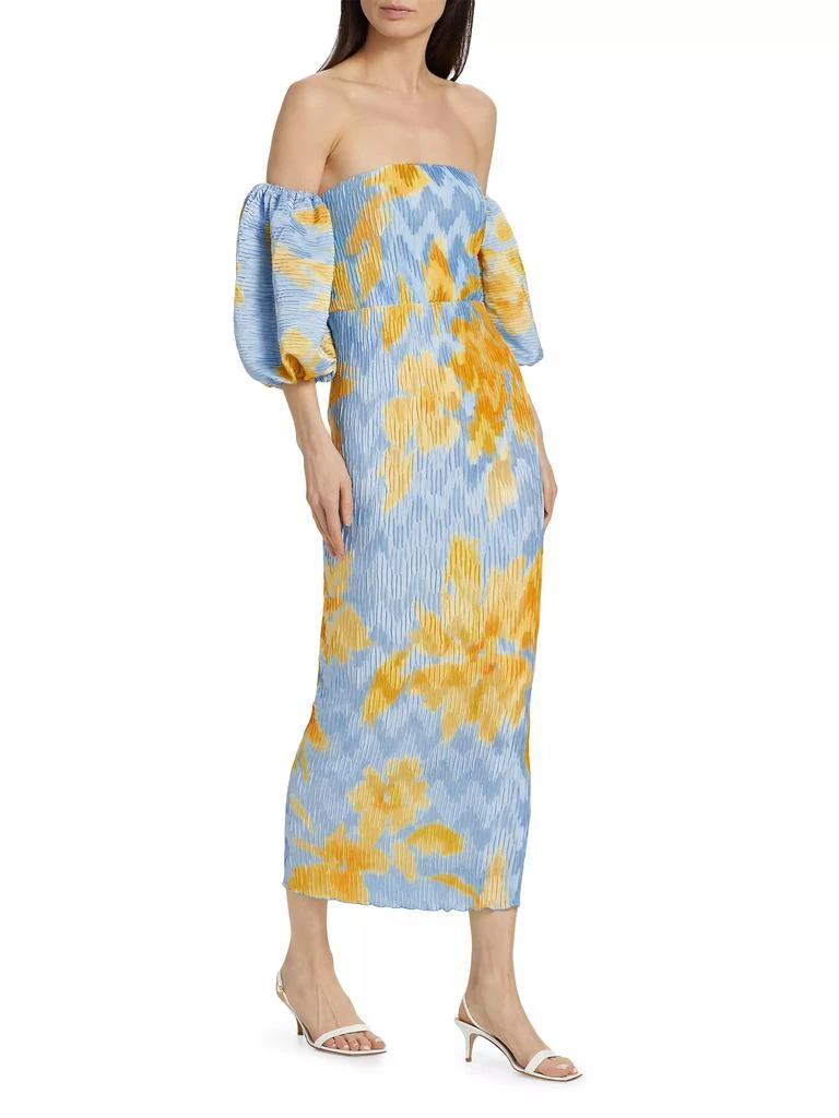 L'Idée Pleated Off-The-Shoulder Midi-Dress 2