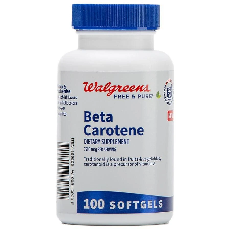 Walgreens Free & Pure Beta Carotene (Vitamin A) Supplement 7500 mcg Softgels (100 days) 3