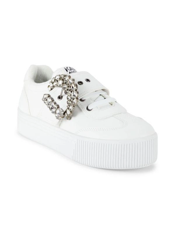 Karl Lagerfeld Paris Embellished Buckle Platform Sneakers 2