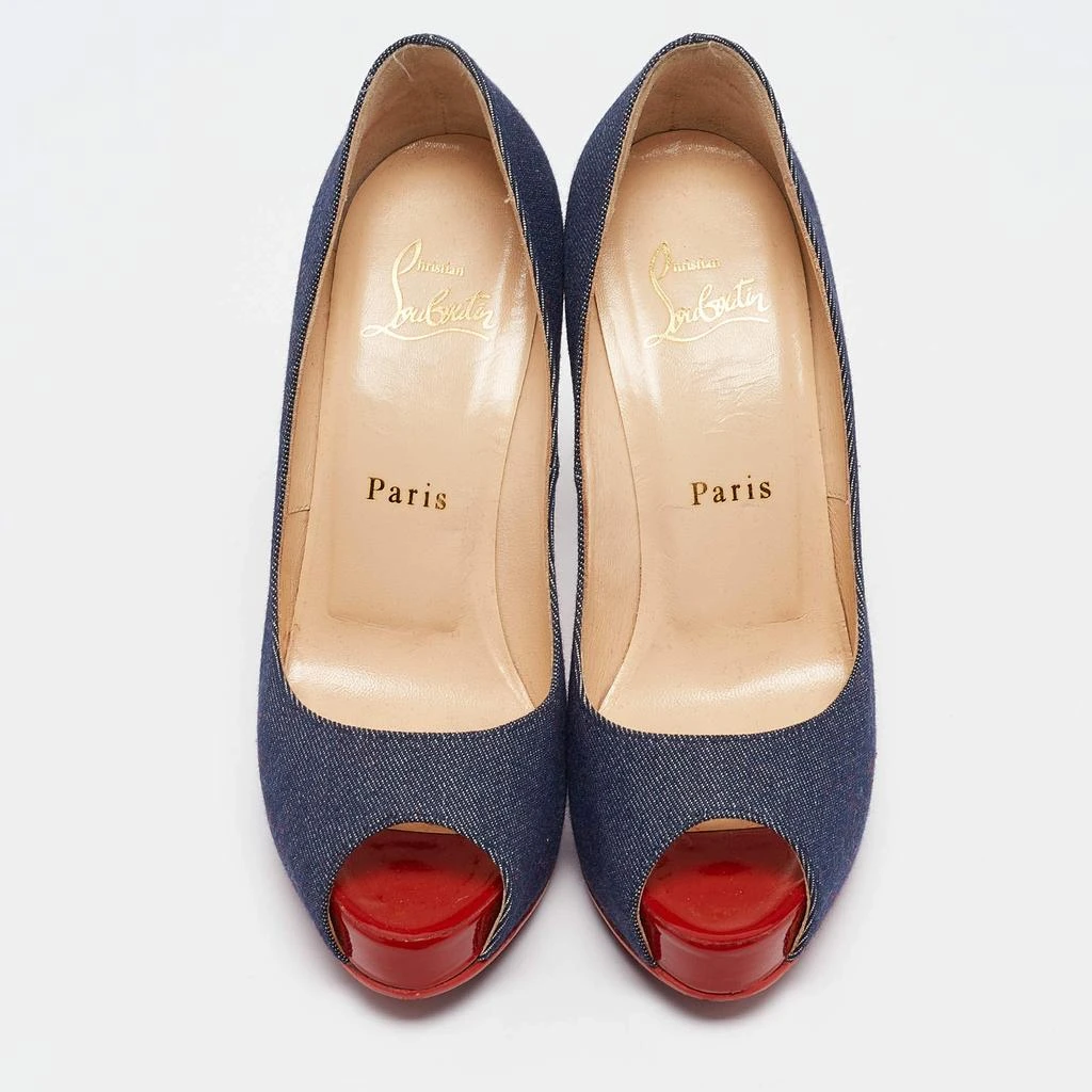 Christian Louboutin Christian Louboutin Navy Blue Denim Very Prive Peep Toe Pumps Size 35.5 3