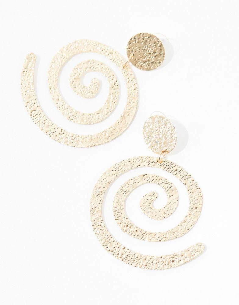 ASOS ASOS DESIGN drop earrings with hammered swirl design in gold tone 2