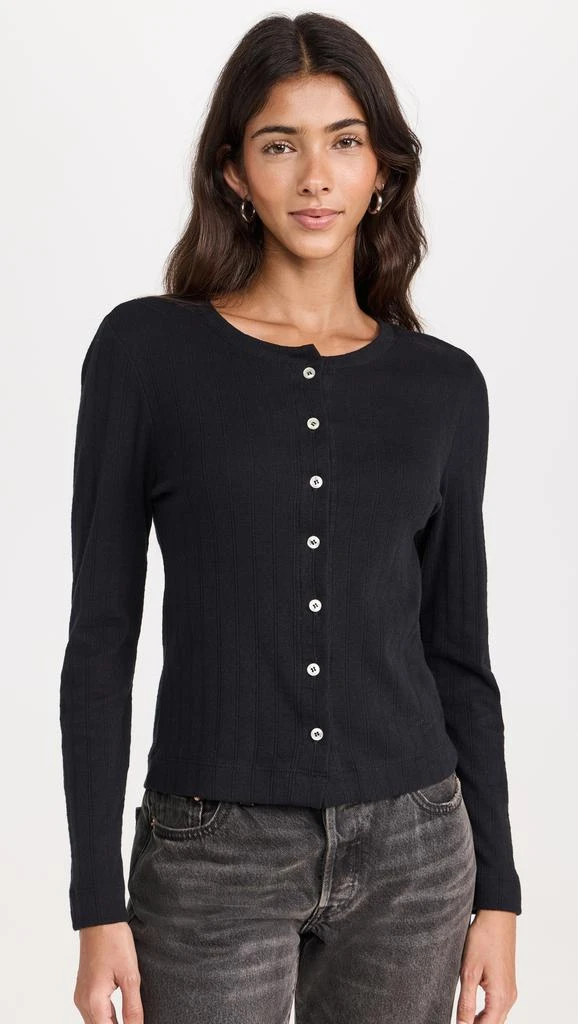 Leset Pointelle Classic Crew Cardigan 6
