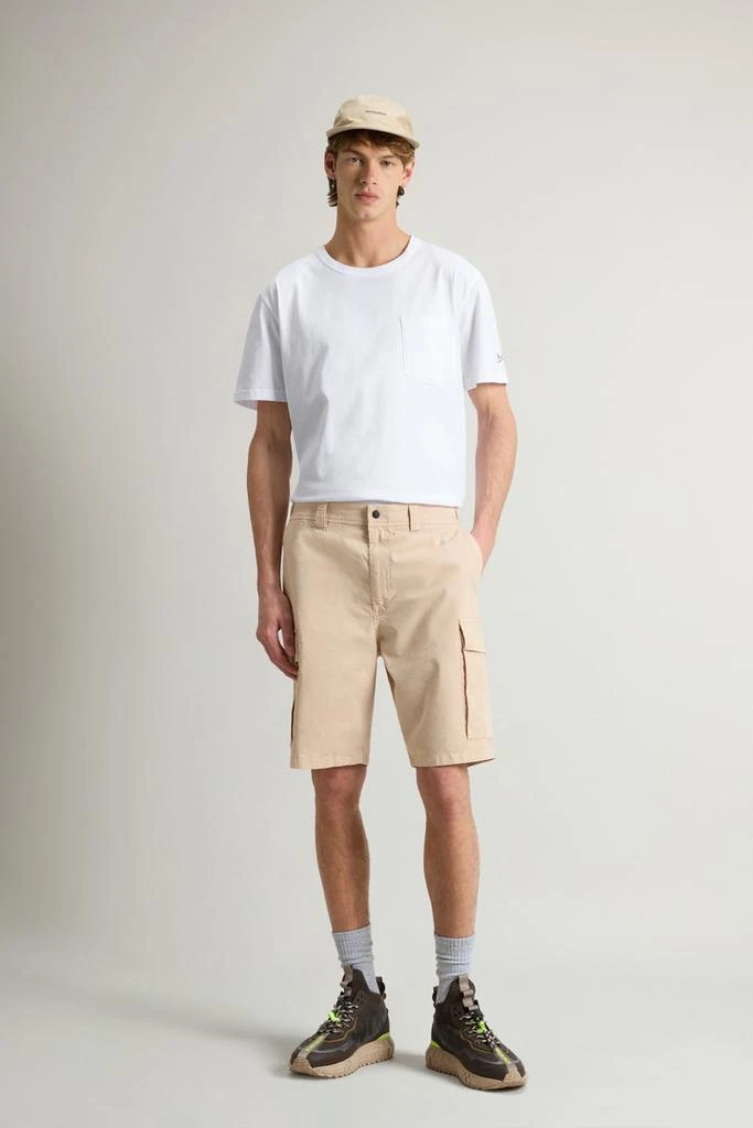 Woolrich Garment-Dyed Cargo Short in Pure Cotton - Men - Blue 1