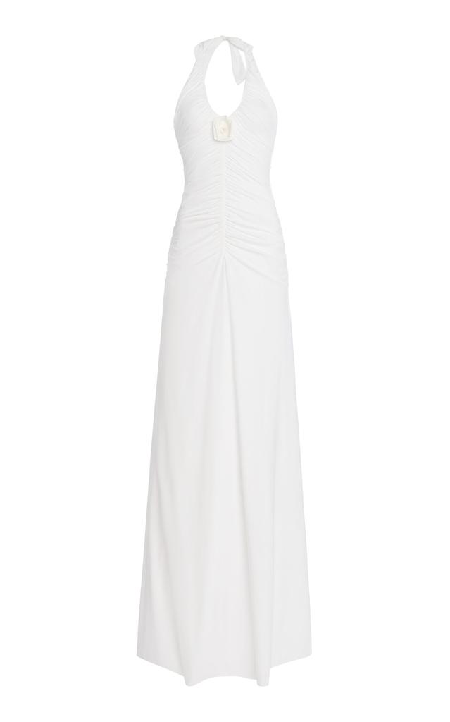 Maygel Coronel Maygel Coronel - Roman Ruched Jersey Maxi Halter Dress - White - OS - Moda Operandi
