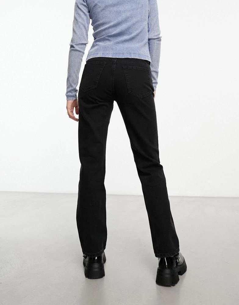 Weekday Weekday Pin mid waist regular fit straight leg jeans in black lux 2