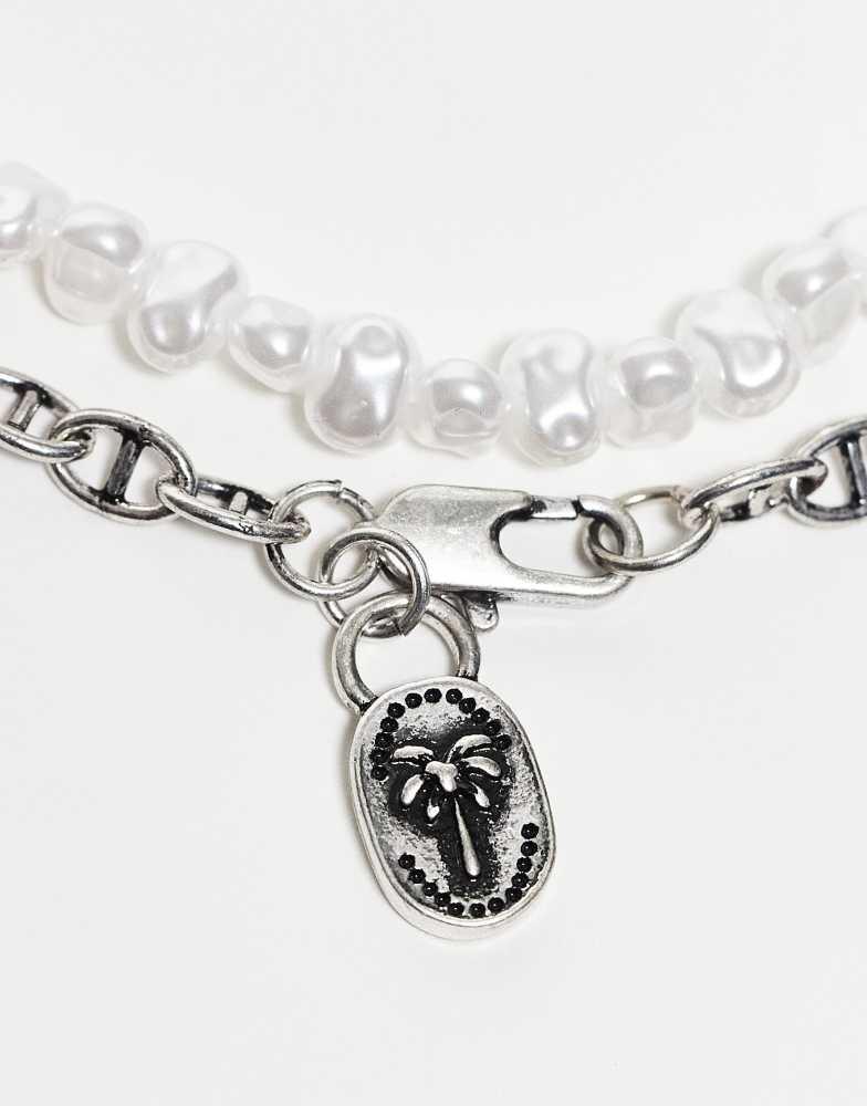 CLASSICS 77 Classics 77 pack of two pearl and chain bracelets in silver
