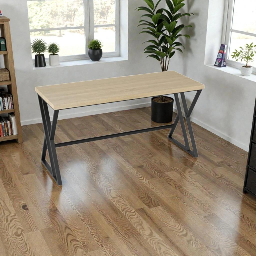 Hivvago 59" Home Office Desk Designed with Strong Steel Frame and Added Cross Stabilizer