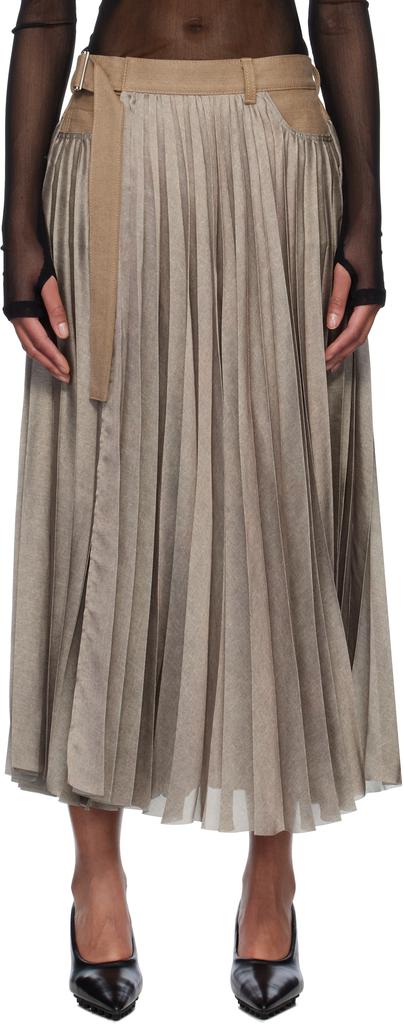 Sacai Khaki Denim Mix Maxi Skirt - Dresses & Skirts - BeyondStyle