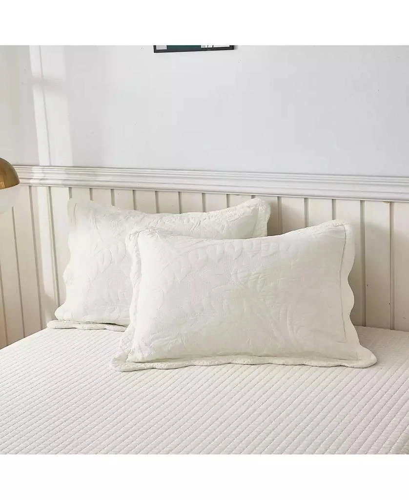 MarCielo 100% Cotton Embroidered Quilted Pillow Shams -