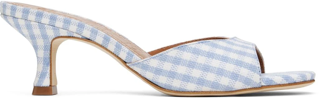 Staud Blue & White Brigitte Mule Heeled Sandals 1