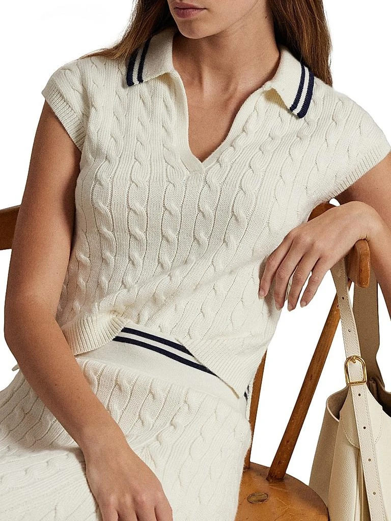 Ralph Lauren Cotton-Blend Cable-Knit Polo Sweater 6