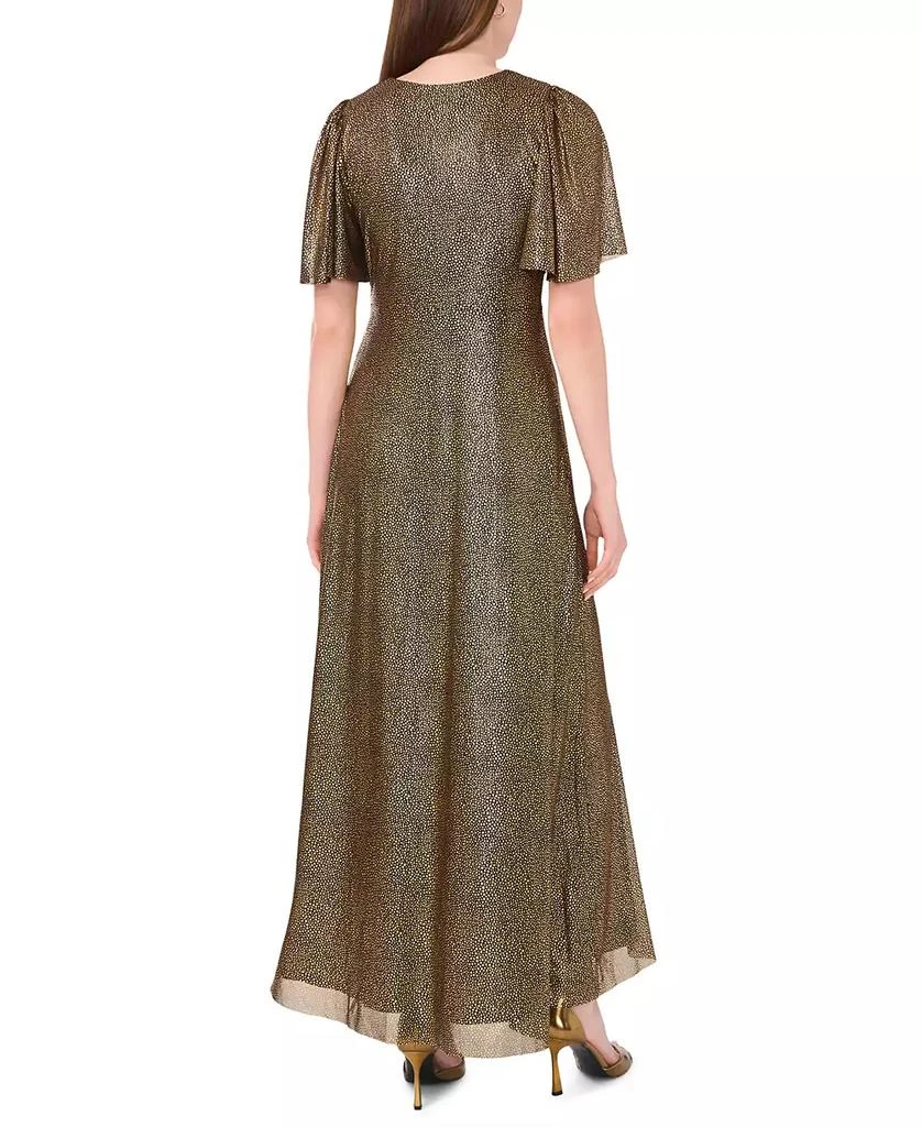 MSK Women's Metallic V-Neck Flutter-Sleeve Gown 2
