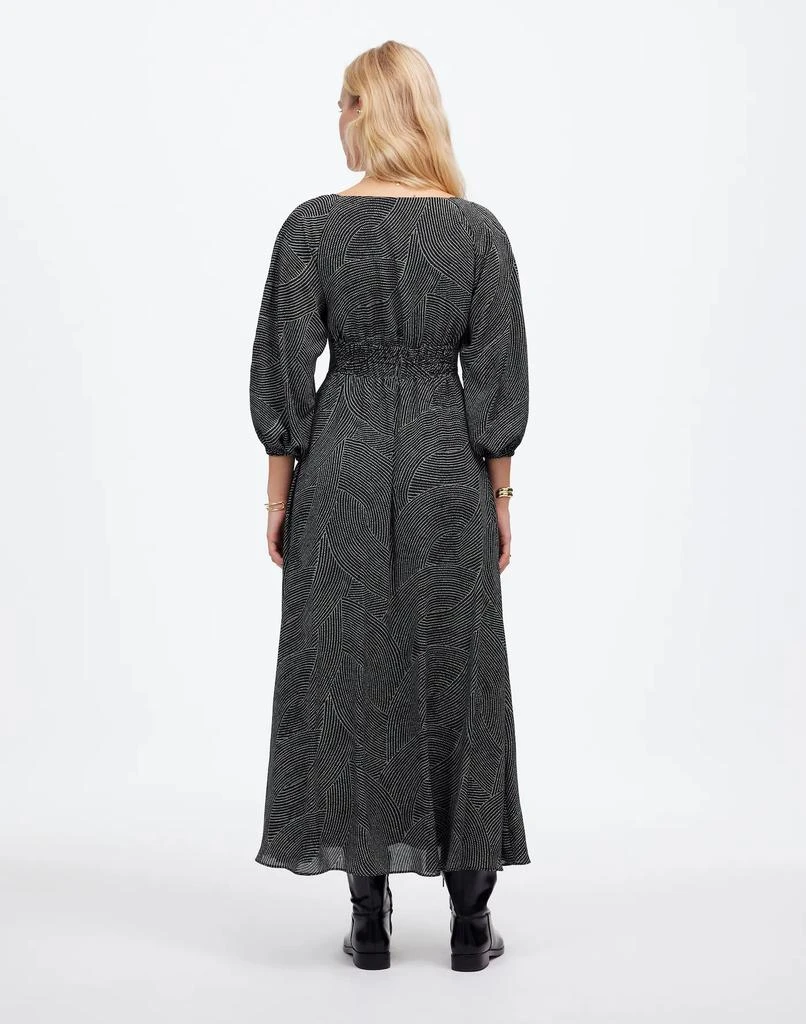 Madewell Balloon-Sleeve Ruched Midi Dress in Dot 4