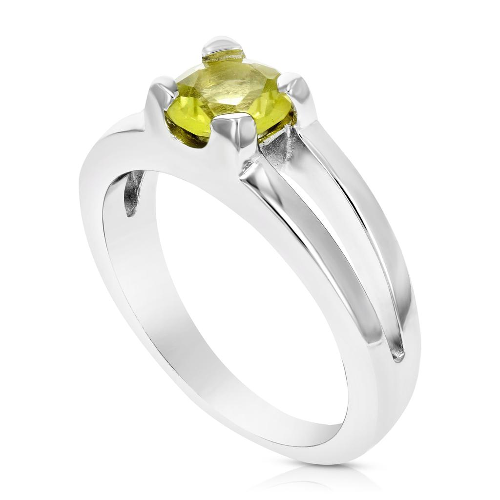 Vir Jewels 1/2 cttw Lemon Quartz Ring .925 Sterling Silver with Rhodium Round Shape 6 MM